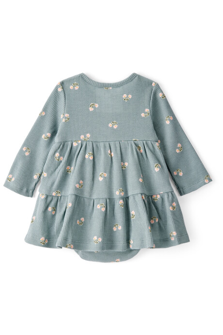 Vestido de algodón térmico, escalonado, diseño floral Sin color