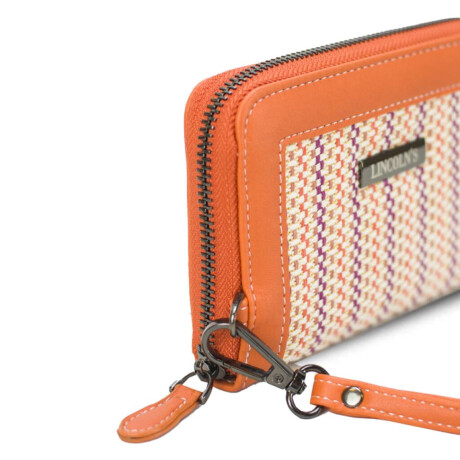 Billetera Lorenza Telar Violeta Crudo y Mandarina