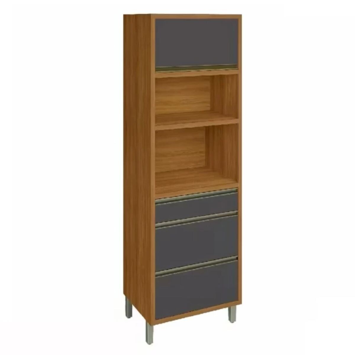 Armario Baronesa 1 Puertas 3 Cajones Gris/freijo 