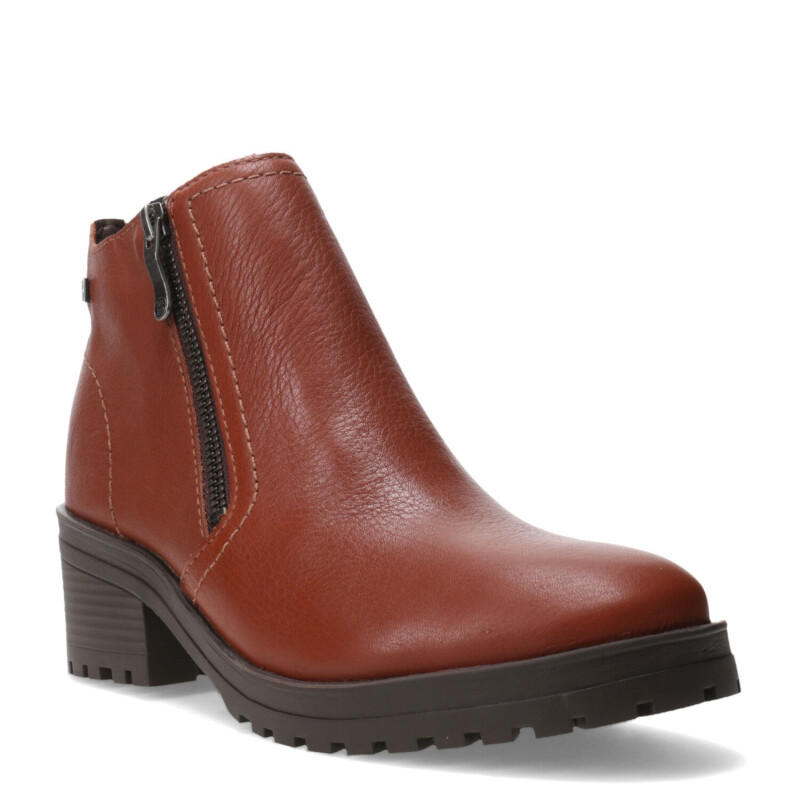 Botas de Mujer Bottero caña baja con cierre de cuero Marrón Coñac