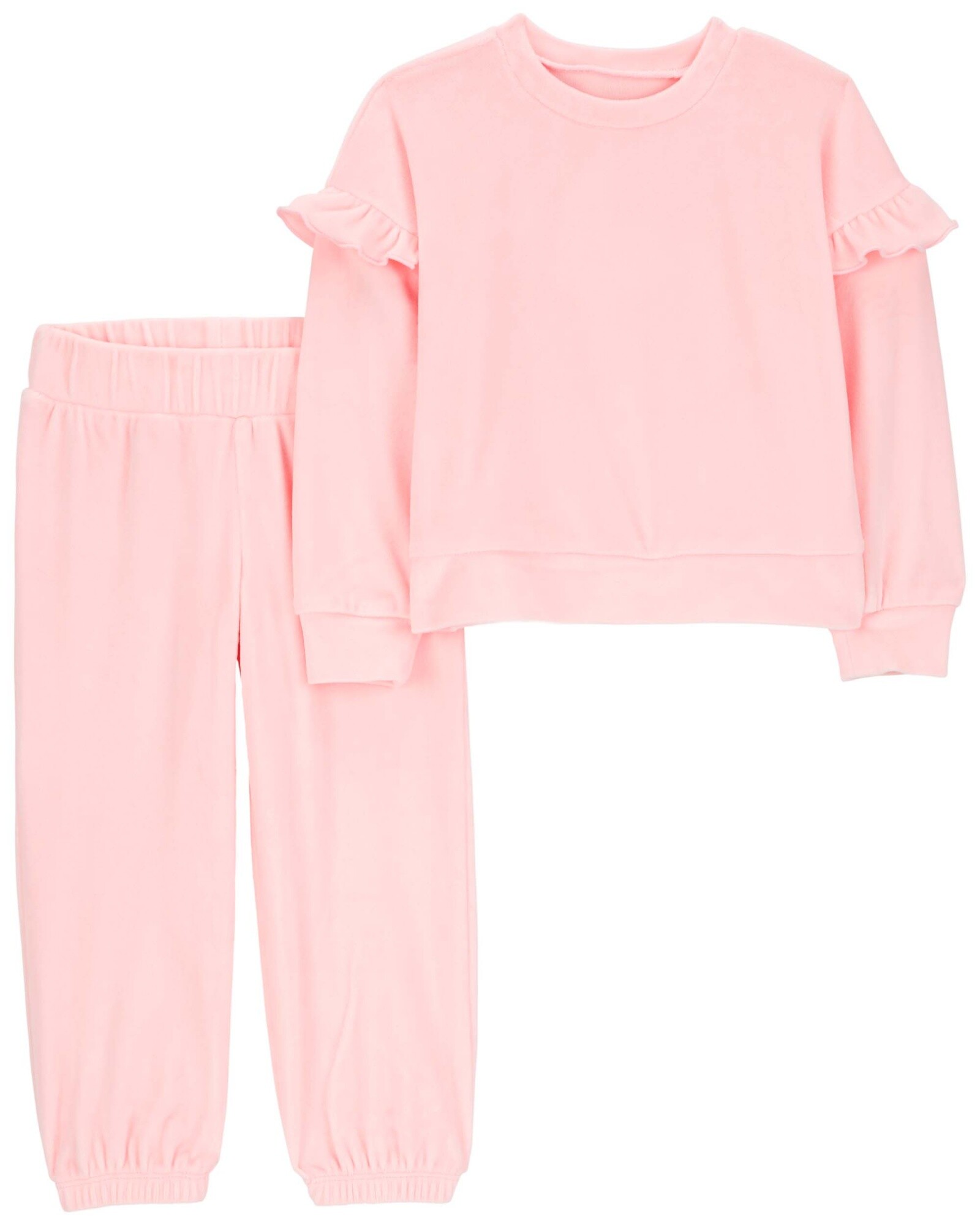 Set dos piezas de plush, pantalón y buzo, rosados Sin color