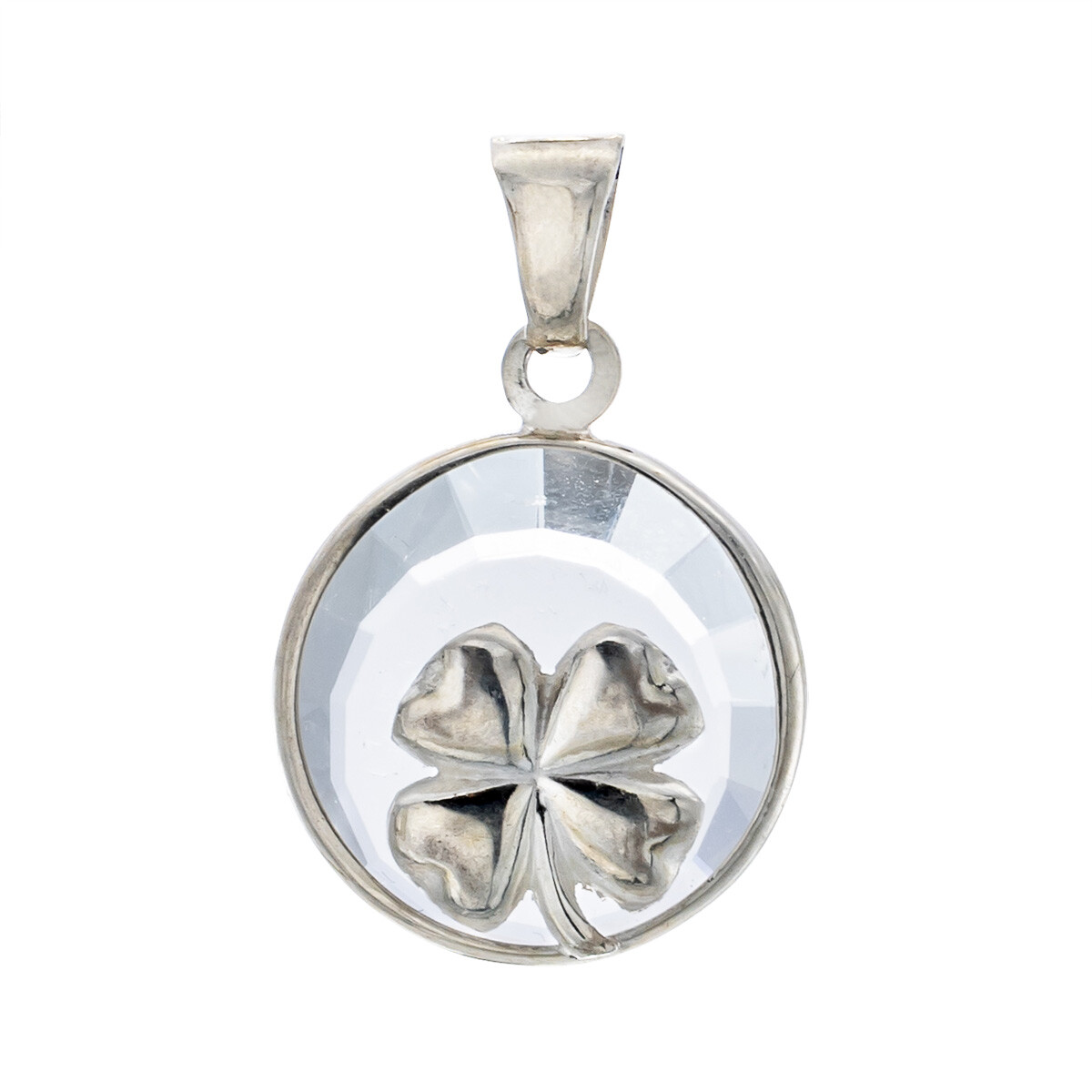 Colgante de plata 925 y cristal TRÉBOL 