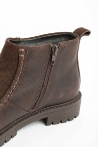 Bota Cuero Combinada Chocolate