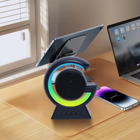Parlante Pequeño Bluetooth Inalámbrico Portable c/ Luces RGB Negro