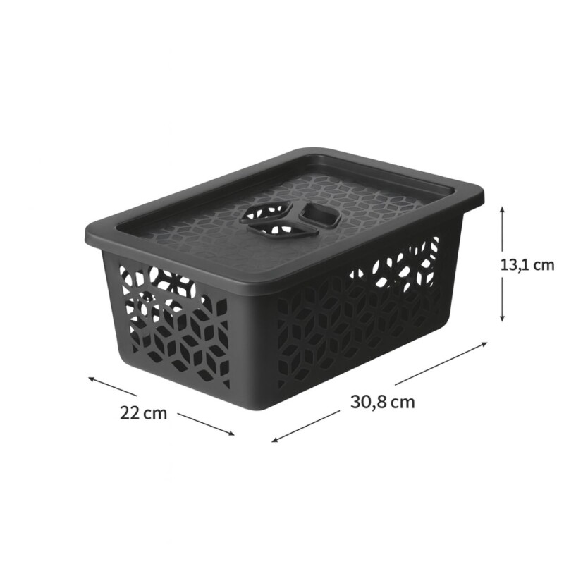 Caja organizadora con tapa M 5L NEGRO