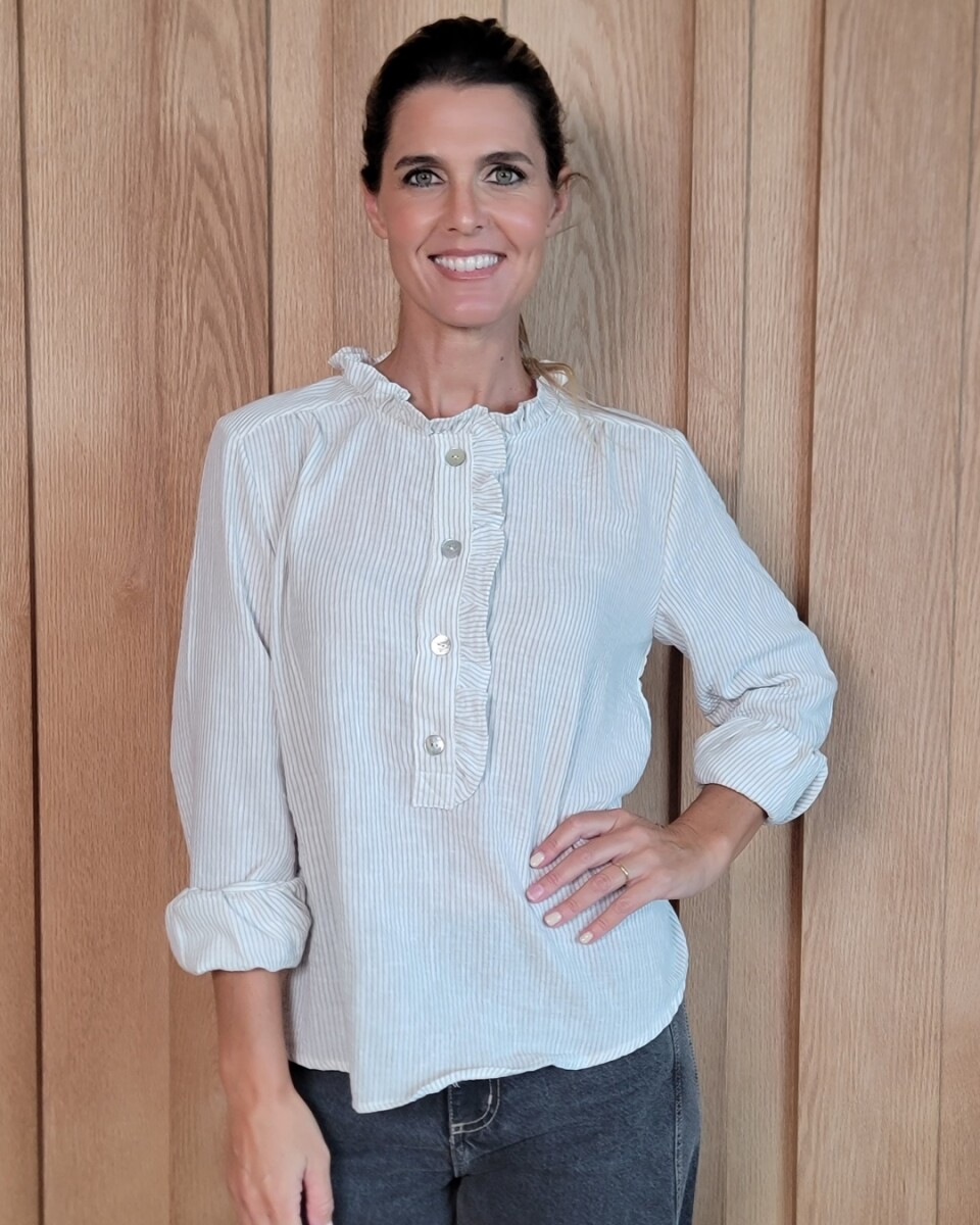 Blusa Sur - Lino raya fina beige 