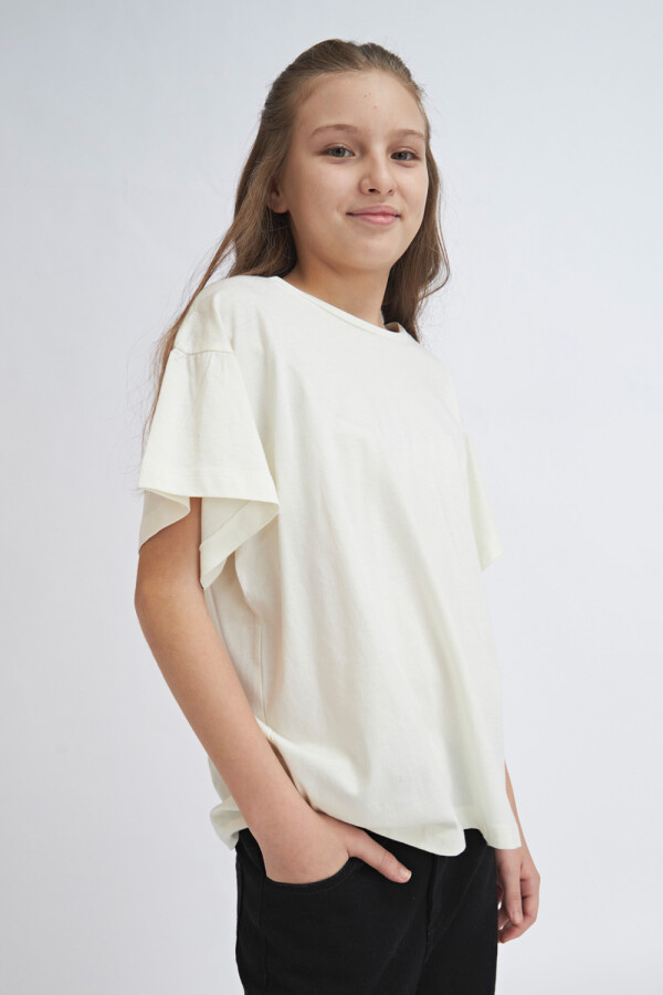 Camiseta manga corta volado Crudo