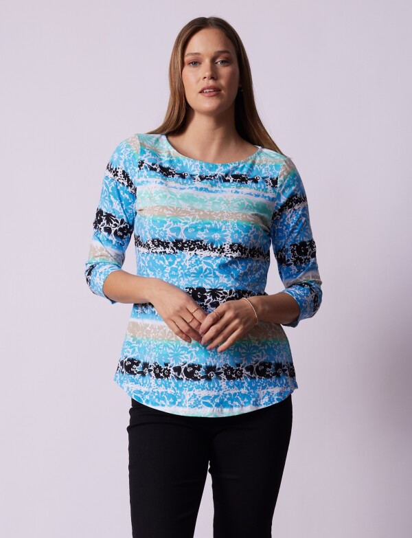 Remera Algodon Print AZUL/MULTI
