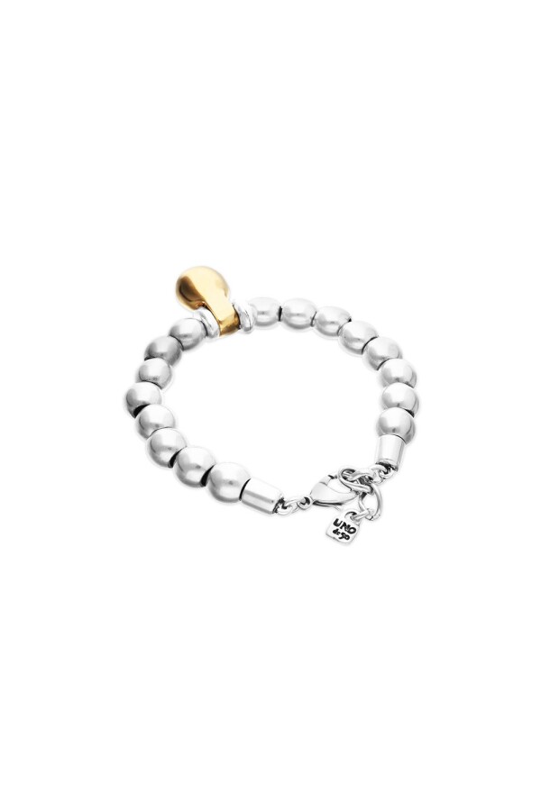 PULSERA DE BOLAS MEDIANAS BAÑADAS EN PLATA DE LEY Y BOLA GRANDE BAÑADA EN ORO 18K Pulsera