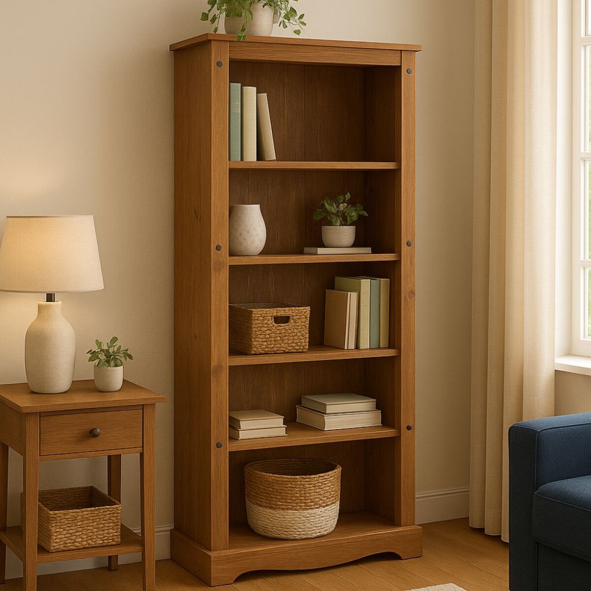 Biblioteca 5 Estantes Línea Naturale - Roble 