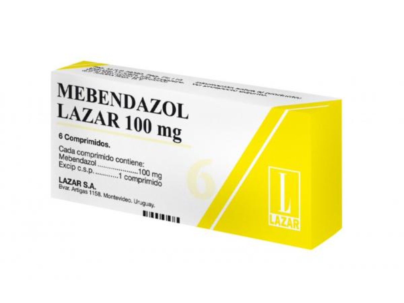 Mebendazol Lazar 100mg 6 Comprimidos 