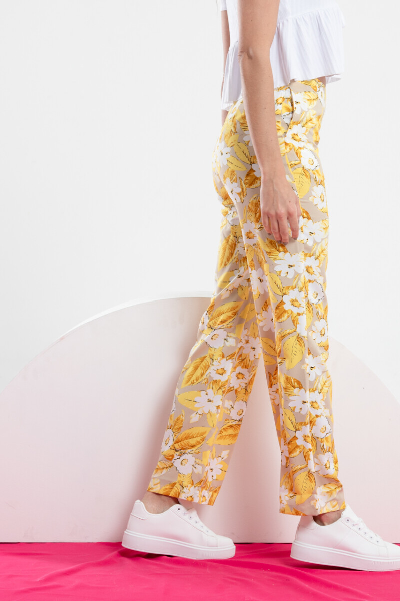 PANTALON ROCIO ESTAMPADO BEIGE Y AMARILLO