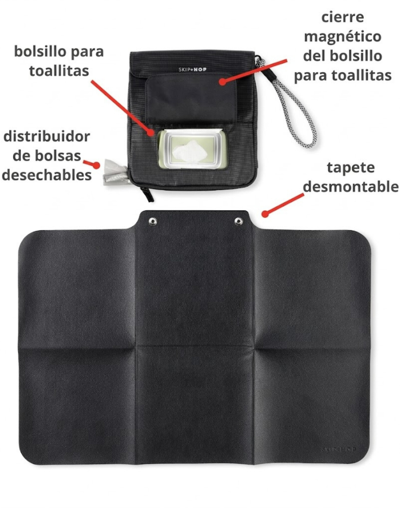 Cambiador portátil clean slate, negro Sin color
