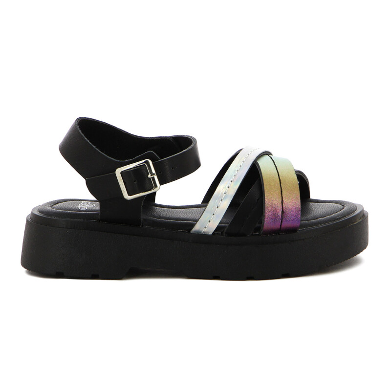 Sandalias Niñas Angus Tira Cruzada Y Hebilla Negro