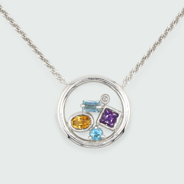 Colgante Mila de plata 925 con brillante y piedras semipreciosas Colgante Mila de plata 925 con brillante y piedras semipreciosas