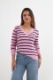 Sweater escote V rayas ROSA