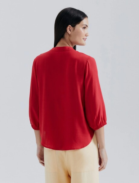 BLUSA FEMENINA ESCOTE V CON BOTONES ROJO