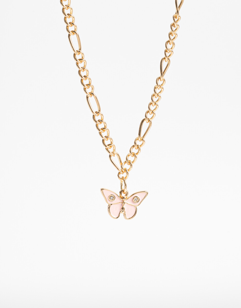 Collar Con Dije Mariposa Bañado En Oro 