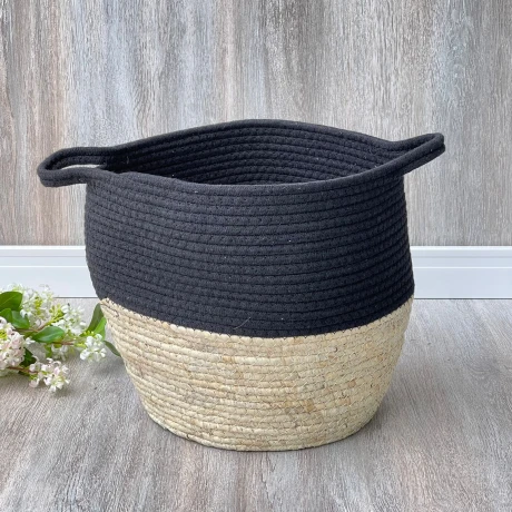 Canasto Cesto Algodón / Yute Natural Jurandir Alto 29cm x Ø 30cm Canasto Cesto Algodón / Yute Natural Jurandir Alto 29cm x Ø 30cm