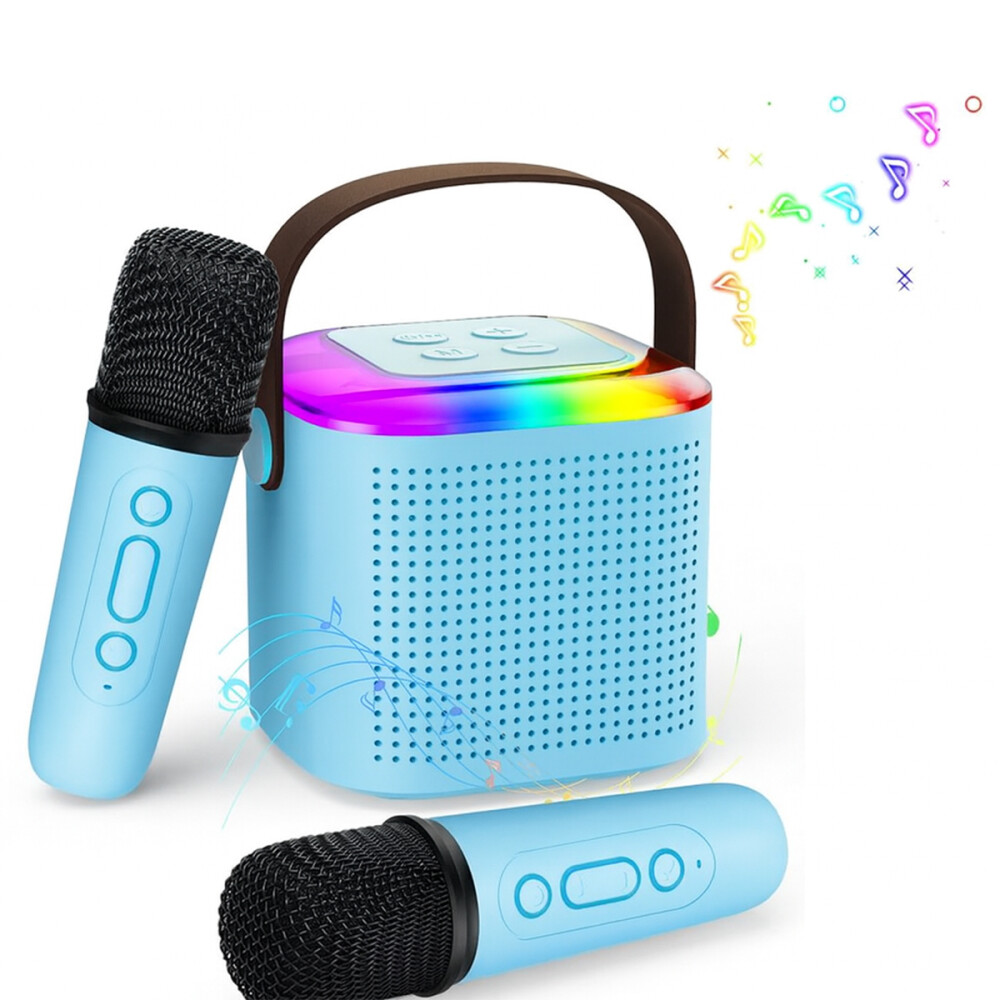 Mini Parlante Inalambrico Con 2 Microfonos Celeste