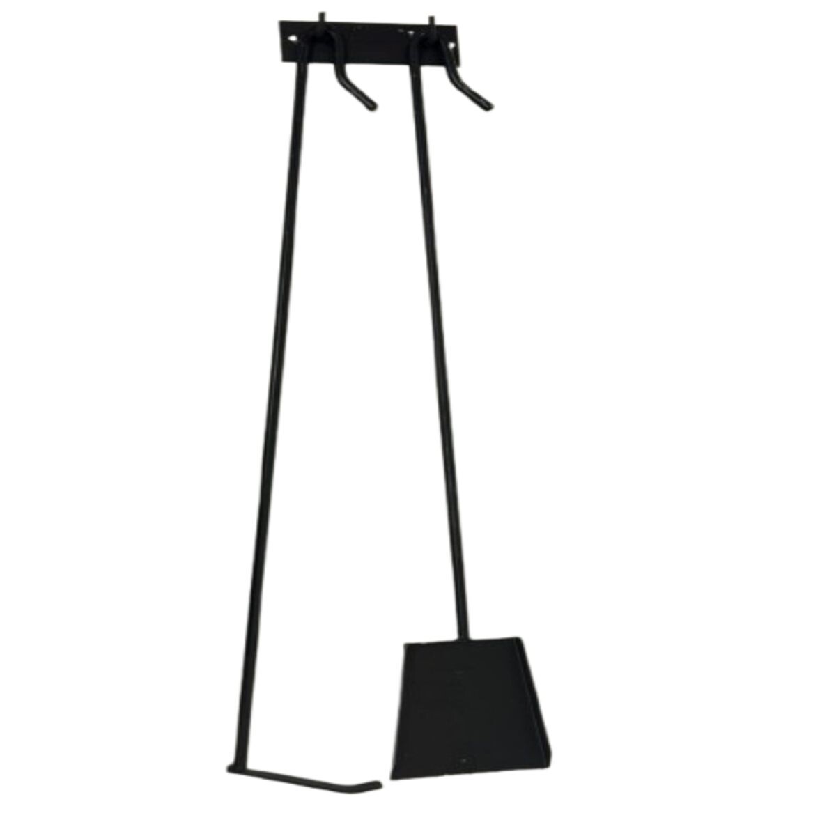 Set Atizador Pala y Soporte de Pared Estufa Asado Parrillero - Negro 