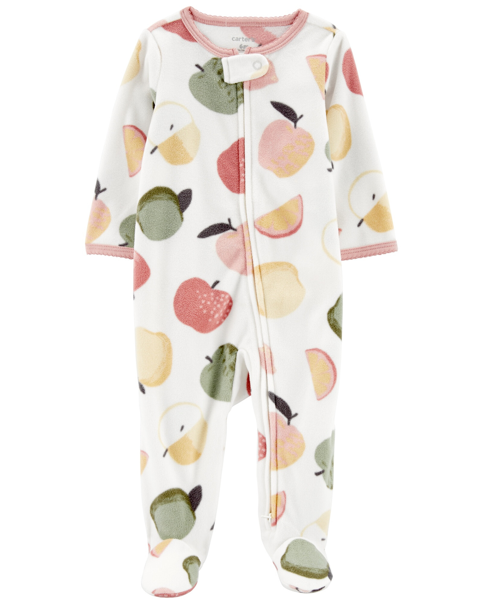 Pijama una pieza de micropolar con pie y diseño frutas Sin color