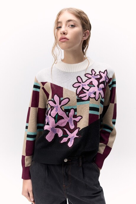 Sweater Floral Negro