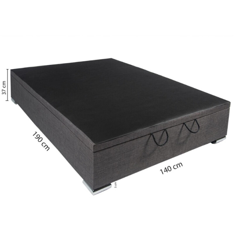 Box Para Sommier Baulera Patas Metálicas Dos Plaza Negro Negro
