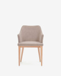 Silla Croft de chenilla y patas de madera maciza de fresno marrón