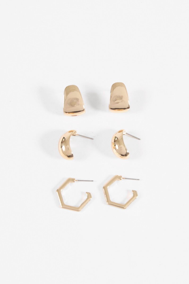 Set de caravanas pequeñas con forma dorado