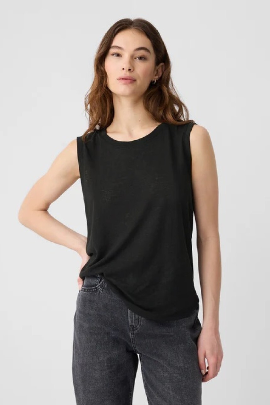 Musculosa De Lino Mujer True Black