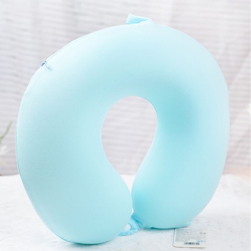 Almohada De Viaje De Espuma Viscoelástica - Seda - Celeste Almohada De Viaje De Espuma Viscoelástica - Seda - Celeste
