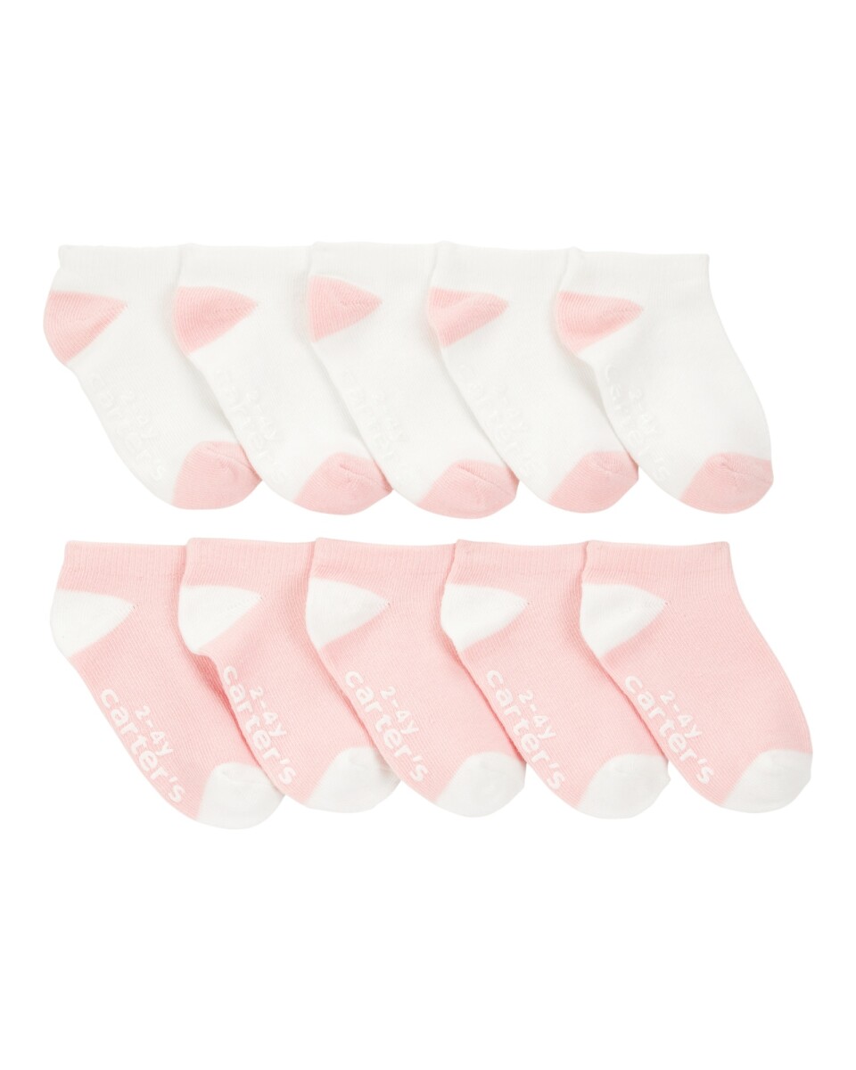 Pack diez pares de medias tobilleras de algodón. Talle 2/4T 