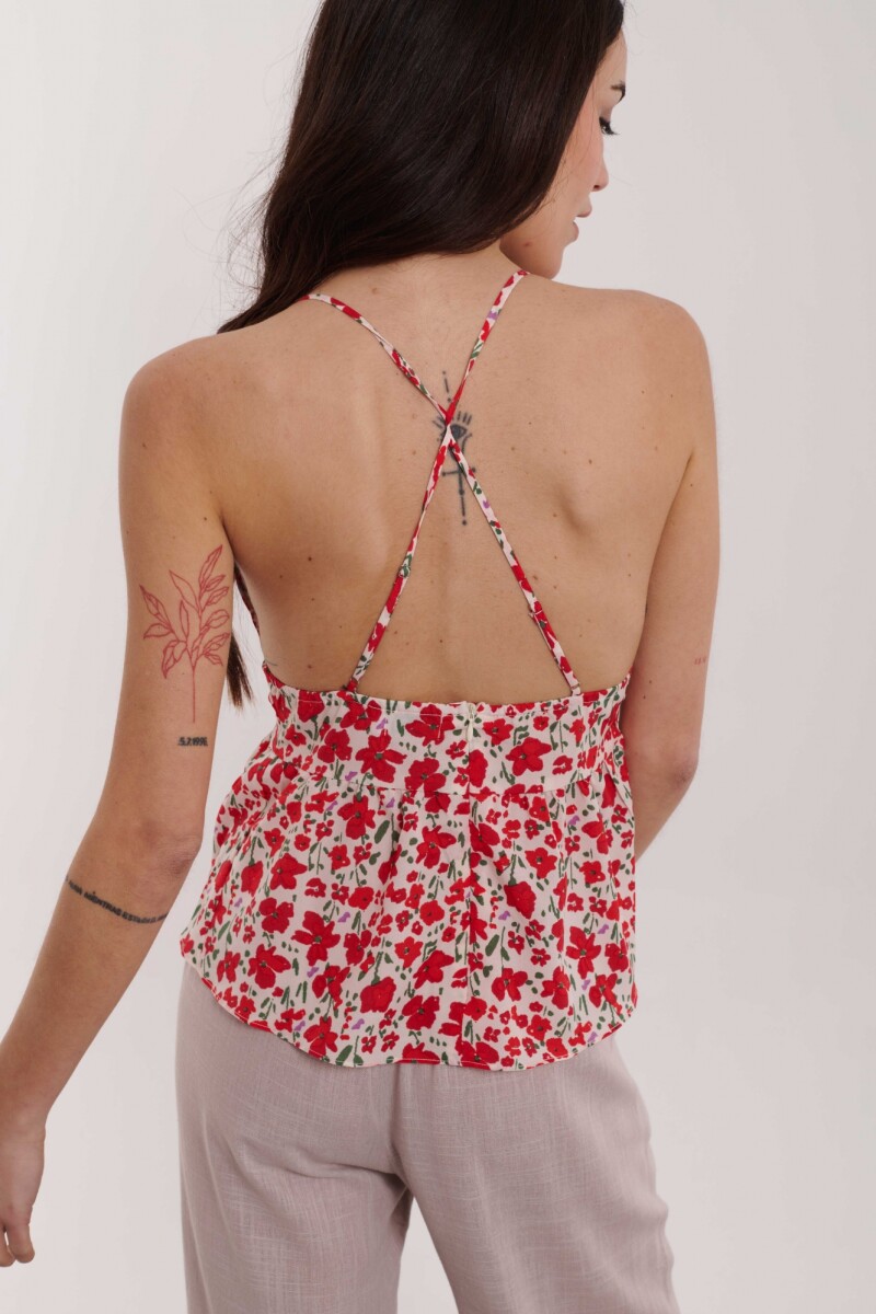 BLUSA BRUNELLA ESTAMPADO FLORES ROJAS