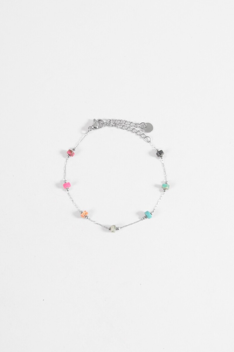 Pulsera piedras acero - plateado 