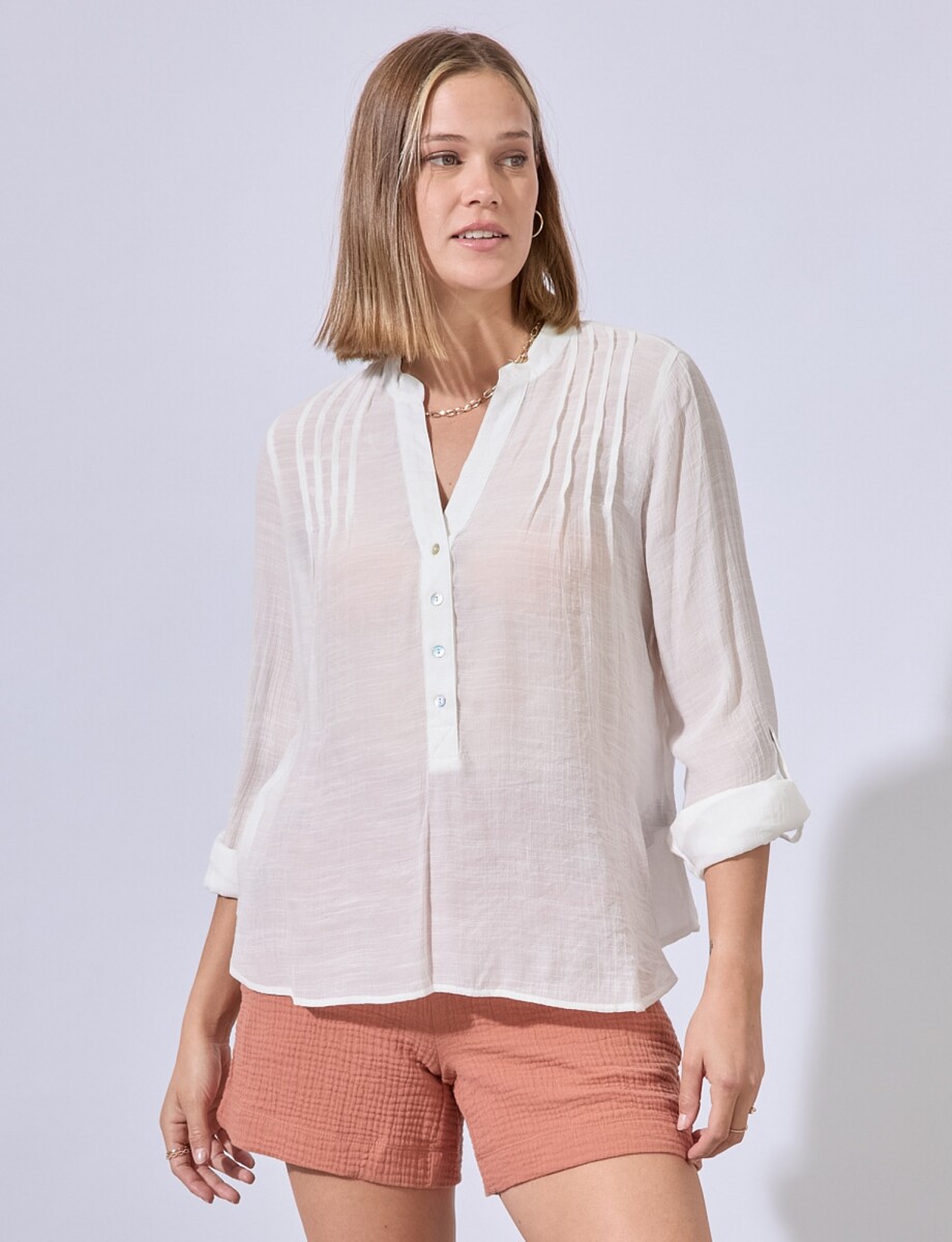 Blusa Gasa Plisada - Crudo 