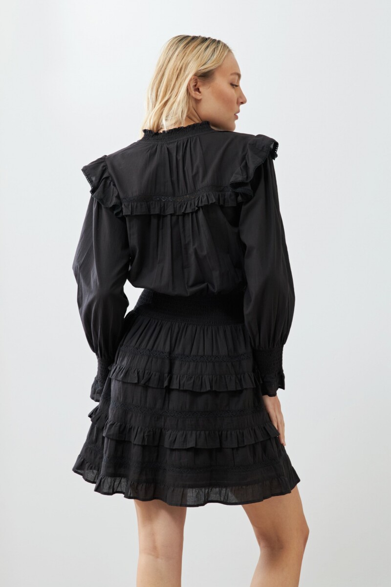 Vestido boho con volados negro