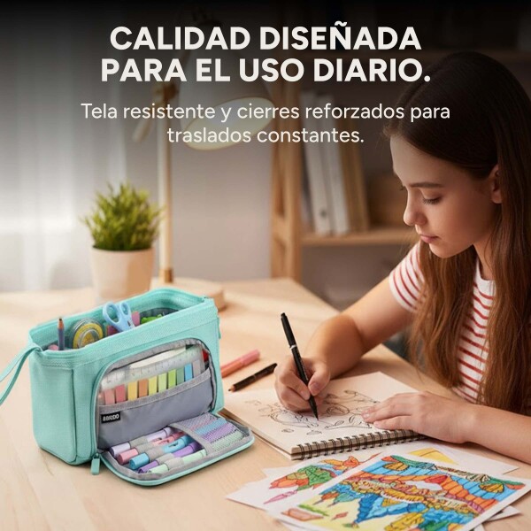 Cartuchera Escolar Liceal Organizador 22cm Gran Capacidad Verde