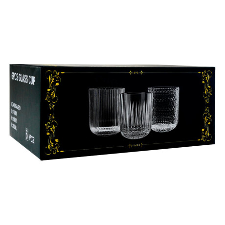 Set de vasos de vidrio labrado 6 unidades 250ml Set de vasos de vidrio labrado 6 unidades 250ml