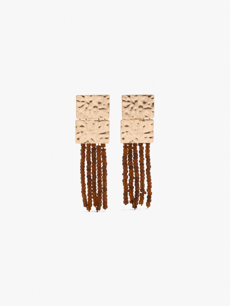 Pendientes Largos Cuentas De Vidrio marron