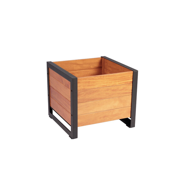 Maceta baja en madera con estructura de acero TB7203