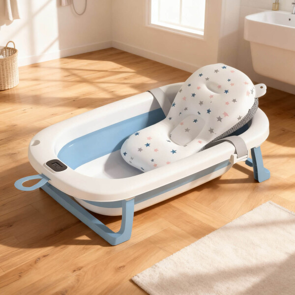 Bañito Plegable Cambiador Baño Con Sensor Temperatura Bañera Bebes Ducha Banito Imback Color Azul Bañito Plegable Cambiador Baño Con Sensor Temperatura Bañera Bebes Ducha Banito Imback Color Azul
