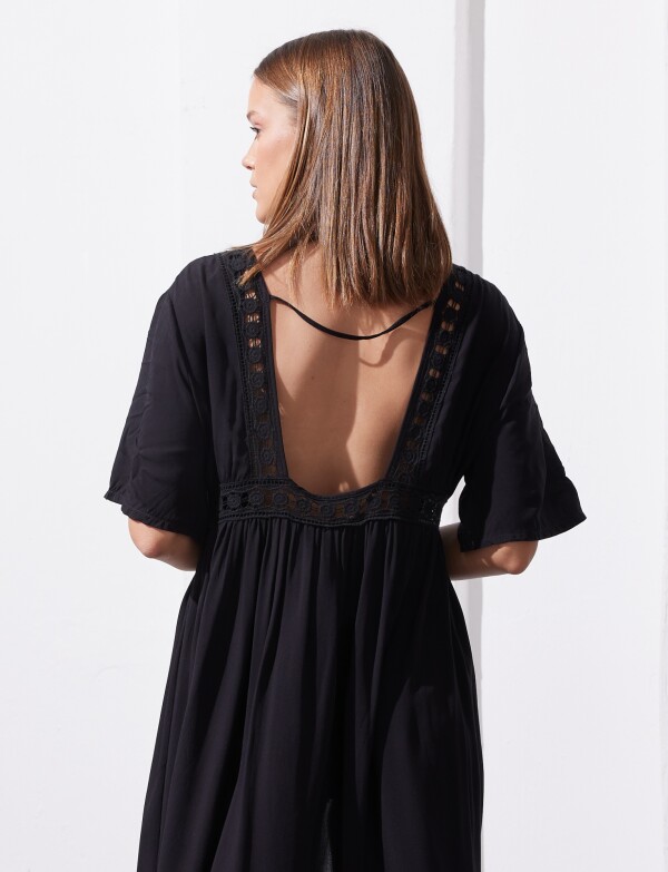 Kaftan Broderie NEGRO