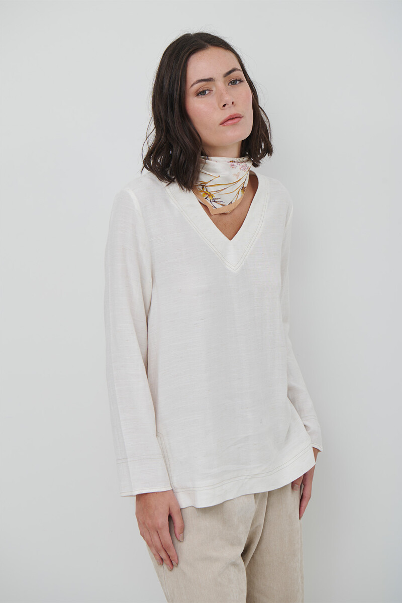 BLUSA ESCOTE V BLANCO