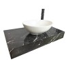 Mesada suspendida en porcelanato PERI 80 Negro Pulido con bacha de loza Mesada Suspendida En Porcelanato Peri 80 Negro Pulido Con Bacha De Loza