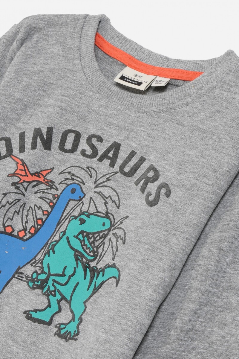 Buzo estampa Dino GRIS MELANGE