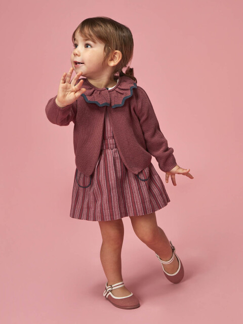 Chaqueta Manga Tres Cuartos Ancha Con Cuello Berenjena