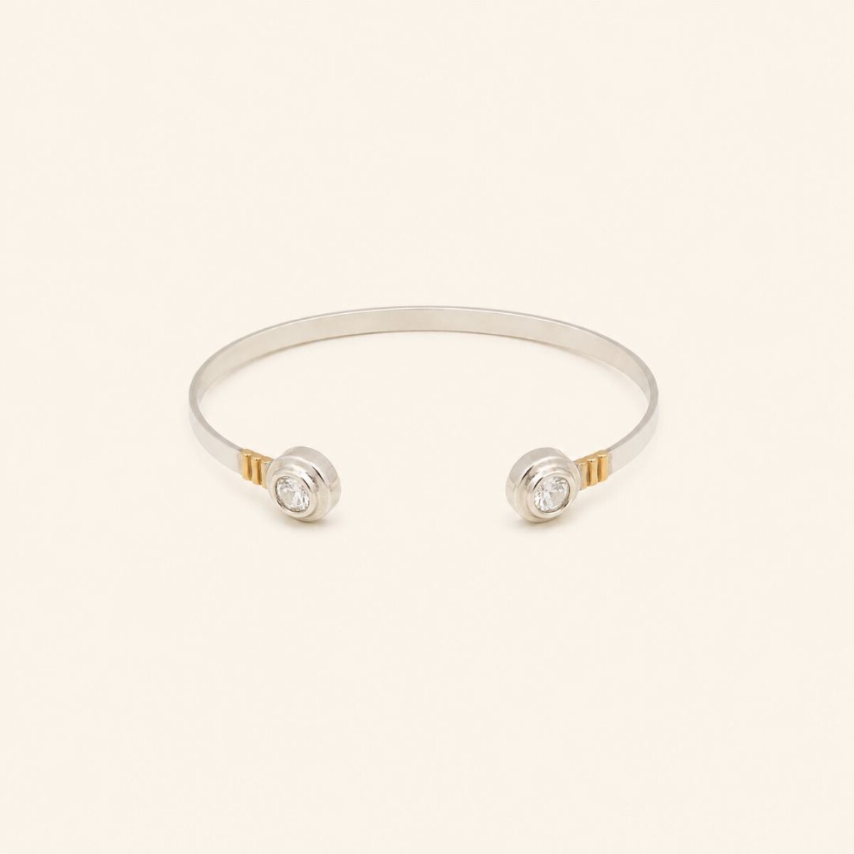 Pulsera Esclava Abierta - Plata y Oro 
