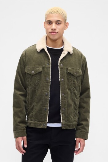 Campera De Jean Con Corderito Hombre Olive Night