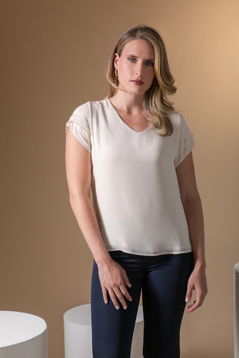 Blusa Escote V. - Natural. 